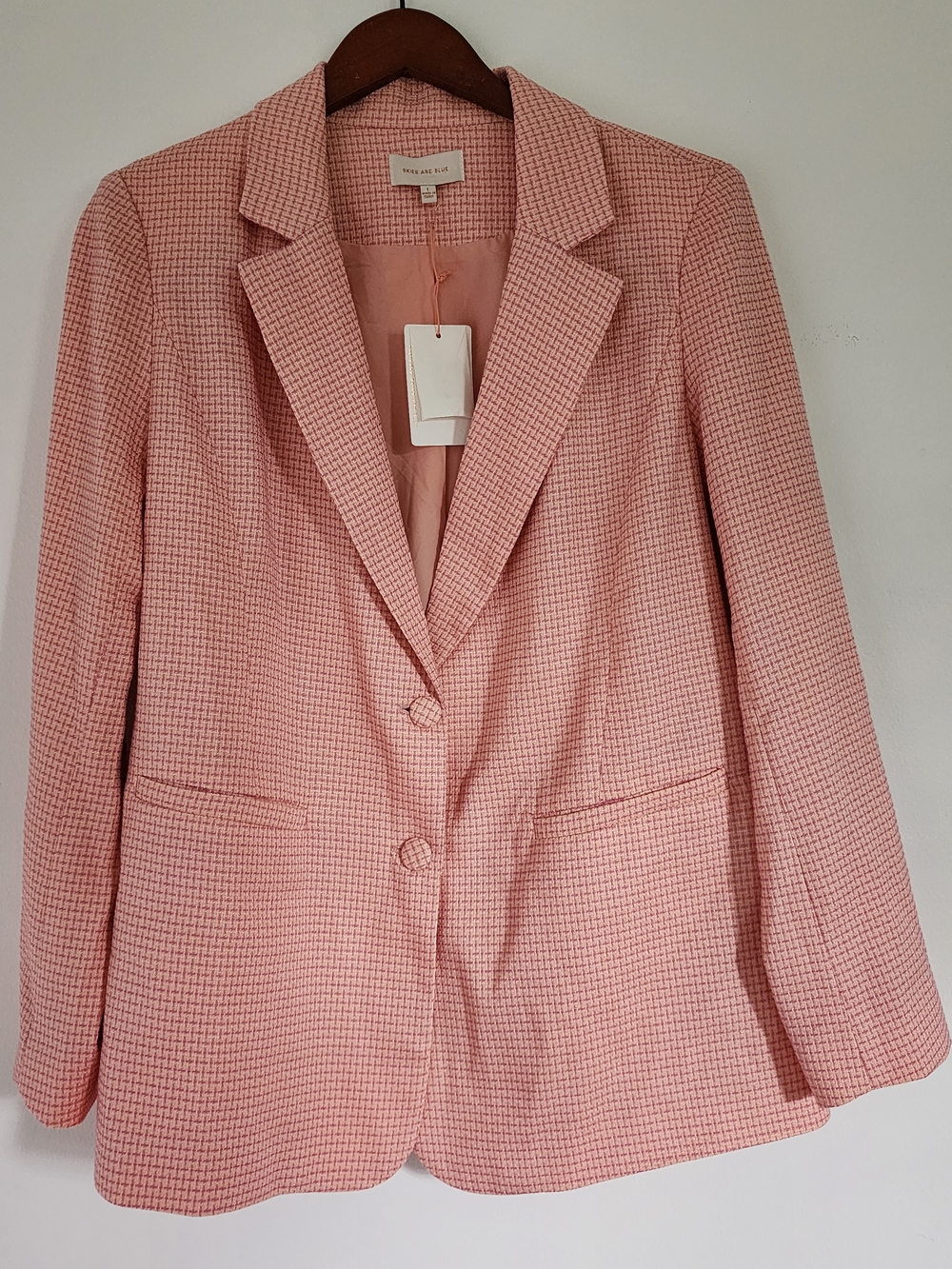 Skies Are Blue Soft Pink Textured Single-Breasted Blazer - Size L - NWT